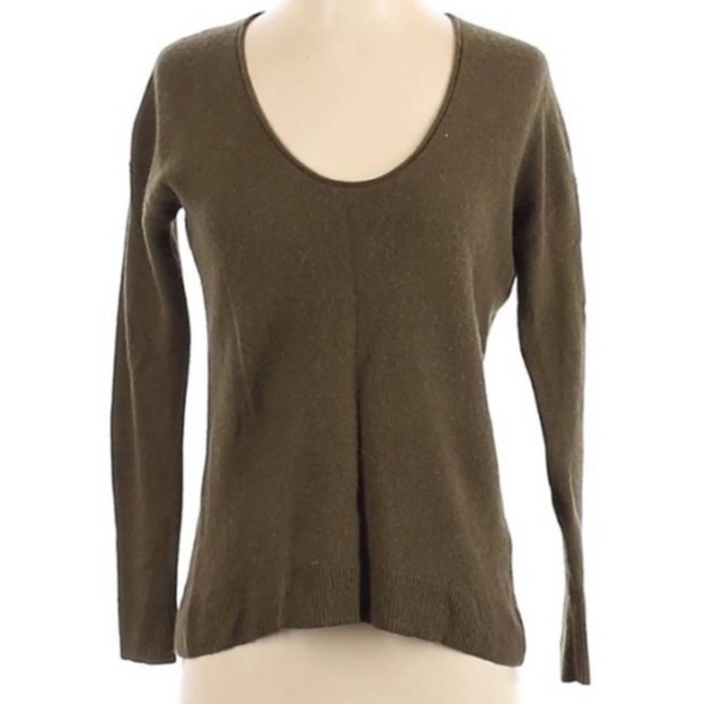 Madewell XXS green Morino‎ wool/alpaca blend v neck high low cropped sweater